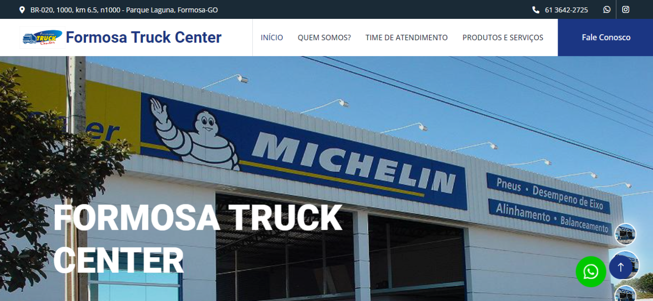 Site para Formosa Truck Center, recapagem e alinhamento