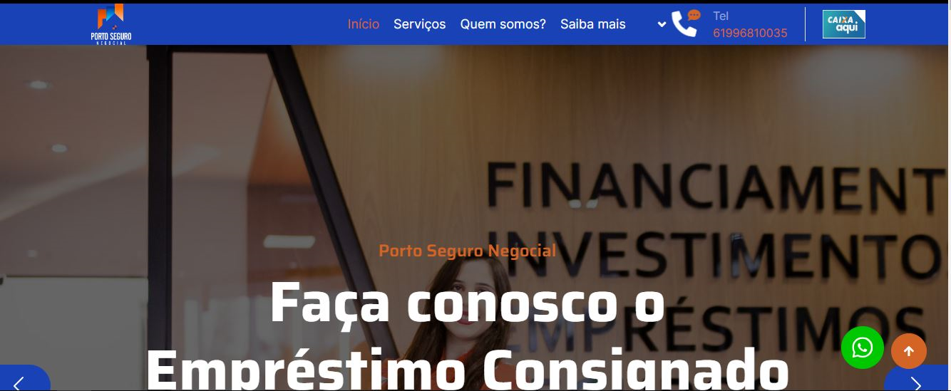 Site empresarial para Porto Seguro Negocial, correspondente Caixa